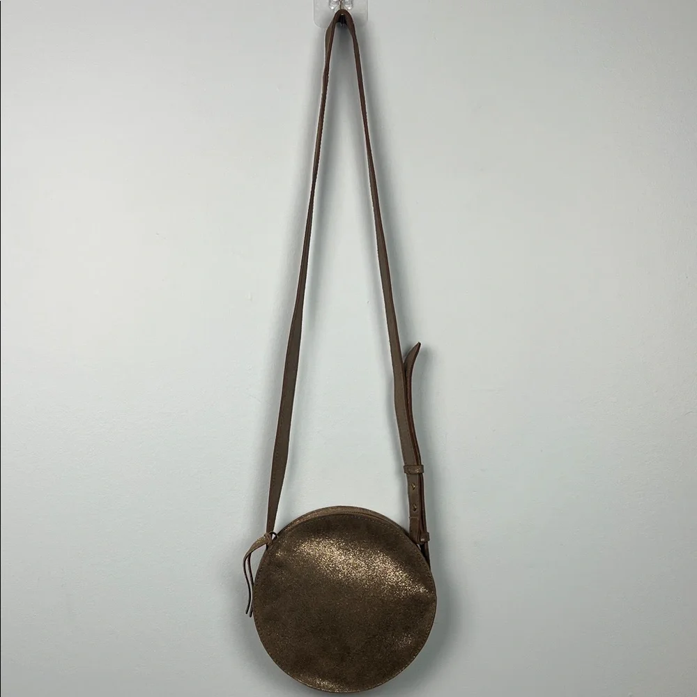 Madewell metallic sand simple circle crossbody leather bag